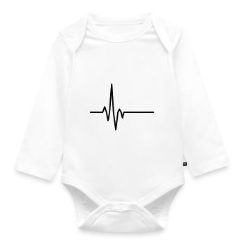 Pulse Heartbeat - Organic Longsleeve Baby Bodysuit - white - Front