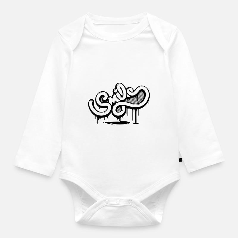 Graffiti Smile - Body Bébé bio manches longues - blanc