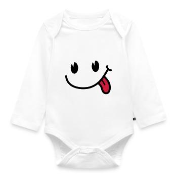 Smiley - Baby Bio-Langarm-Body - Weiß - Vorne