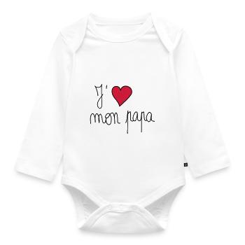 J'aime mon papa - Body Bébé bio manches longues - blanc - Devant