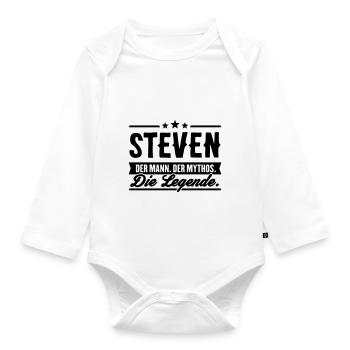 Man Myth Legend Steven - Organic Longsleeve Baby Bodysuit - white - Front