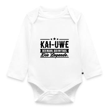 Mann Mythos Legende Kai-Uwe - Baby Bio-Langarm-Body - Weiß - Vorne