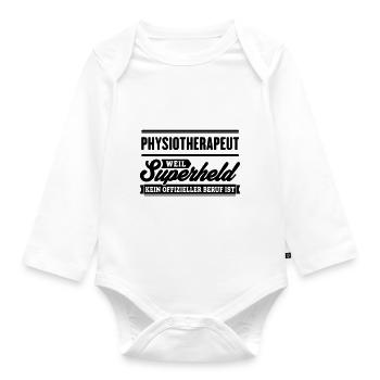 Superheld Physiotherapeut - Baby Bio-Langarm-Body - Weiß - Vorne