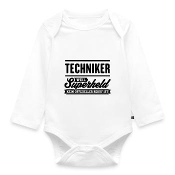 Superheld Techniker - Baby Bio-Langarm-Body - Weiß - Vorne