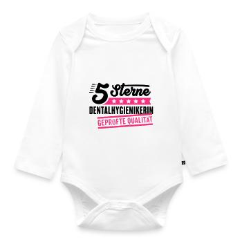 5Sterne Dentalhygienikerin - Baby Bio-Langarm-Body - Weiß - Vorne
