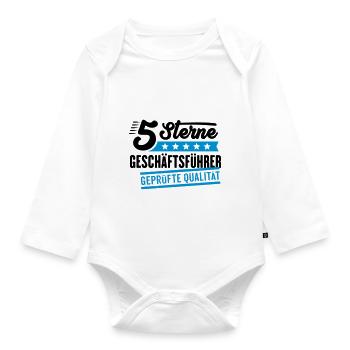 5Sterne Geschäftsführer - Baby Bio-Langarm-Body - Weiß - Vorne