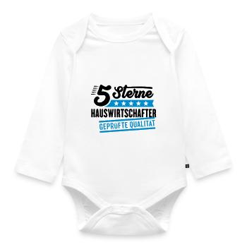 5Sterne Hauswirtschafter - Baby Bio-Langarm-Body - Weiß - Vorne