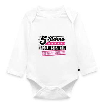 5Sterne Nageldesignerin - Baby Bio-Langarm-Body - Weiß - Vorne