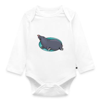 Tier Tiere Maulwurf - Baby Bio-Langarm-Body - Weiß - Vorne