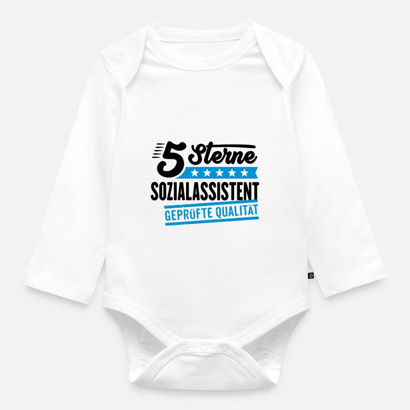 5Sterne Sozialassistent - Baby Bio-Langarm-Body - Weiß