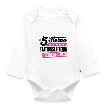 5Sterne Stationsleiterin - Baby Bio-Langarm-Body - Weiß - Vorne