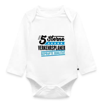 5Sterne Verkehrsplaner - Baby Bio-Langarm-Body - Weiß - Vorne
