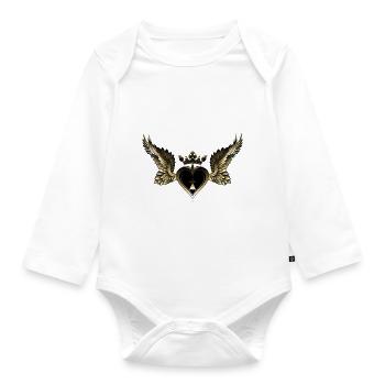 breizh Herzen Hermine Bretonischen Krone - Baby Bio-Langarm-Body - Weiß - Vorne