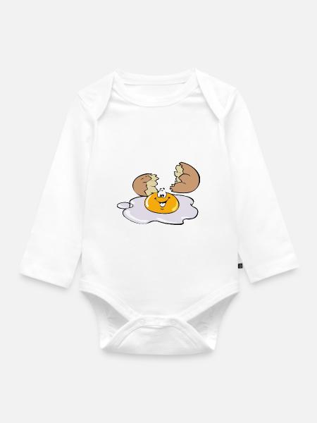 Glückliches Ei - Baby Bio-Langarm-Body - Weiß