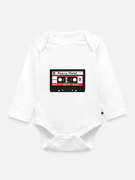 HEAVY METAL KASSETTE - Baby Bio-Langarm-Body - Weiß