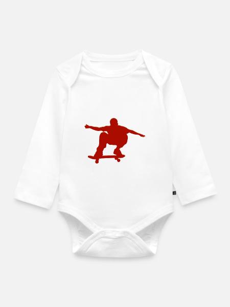 Skateboarder - Baby Bio-Langarm-Body - Weiß