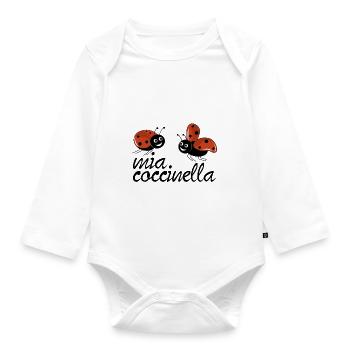 Ladybirds with my ladybug text - Organic Longsleeve Baby Bodysuit - white - Front