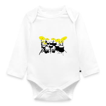 Large drumkit - Organic Longsleeve Baby Bodysuit - white - Front