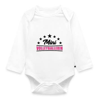 Volleyball Shirt - Mini Volleyballerin Shirt -Team - Baby Bio-Langarm-Body - Weiß - Vorne