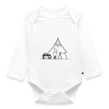 Campfire Camping Trip - Organic Longsleeve Baby Bodysuit - white - Front