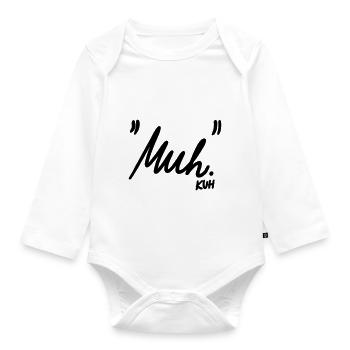 "Muh" - Baby Bio-Langarm-Body - Weiß - Vorne