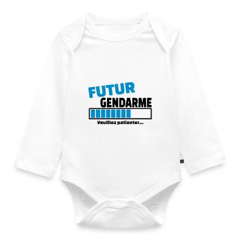 futur gendarme - Body Bébé bio manches longues - blanc - Devant