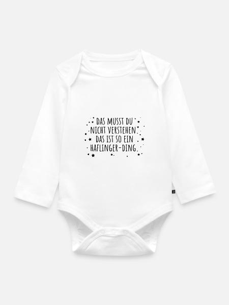 Haflinger-Ding - Baby Bio-Langarm-Body - Weiß