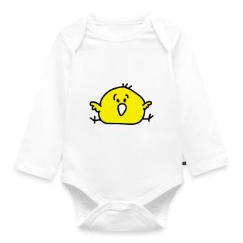 dickes Vögelchen - Baby Bio-Langarm-Body - Weiß - Vorne