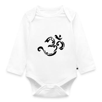 Tribal Om-Design Hinduismus spirituell Symbol Yoga - Baby Bio-Langarm-Body - Weiß - Vorne