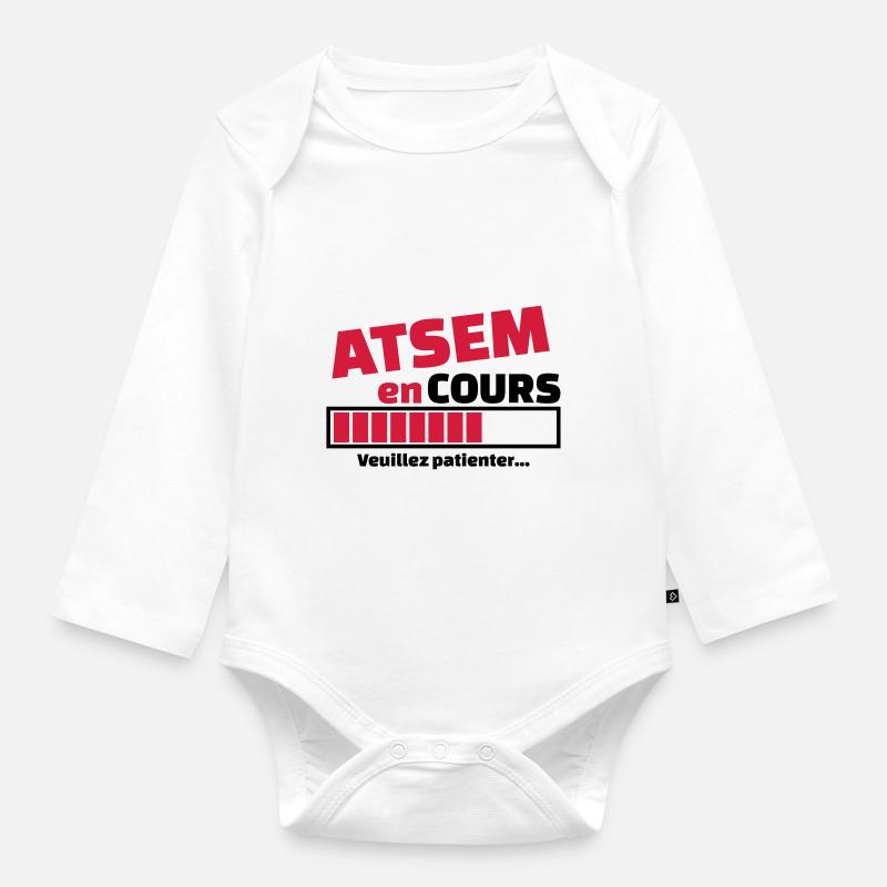 atsem en cours - Body Bébé bio manches longues - blanc