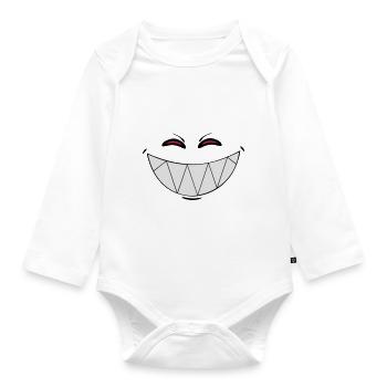 Smiling Demon - Organic Longsleeve Baby Bodysuit - white - Front