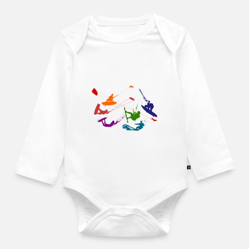 kitesurf - Body Bébé bio manches longues - blanc