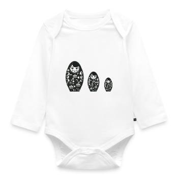 Matroschka Figuren - Baby Bio-Langarm-Body - Weiß - Vorne
