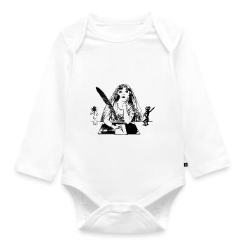 author - Organic Longsleeve Baby Bodysuit - white - Front