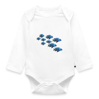 grouper perch fish - Organic Longsleeve Baby Bodysuit - white - Front