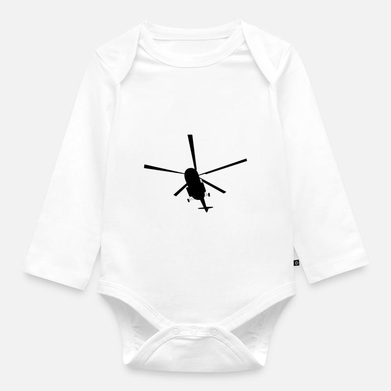 hélicoptère - Body Bébé bio manches longues - blanc