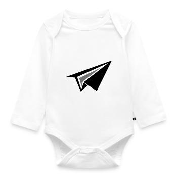 Paper airplane plane - Organic Longsleeve Baby Bodysuit - white - Front