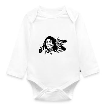 indian indian american tent tent teepee tomahawk - Organic Longsleeve Baby Bodysuit - white - Front