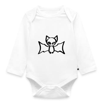 bat halloween bat - Organic Longsleeve Baby Bodysuit - white - Front