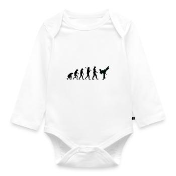Karate T-Shirt · Evolution · Kampfkunst · Sport - Baby Bio-Langarm-Body - Weiß - Vorne