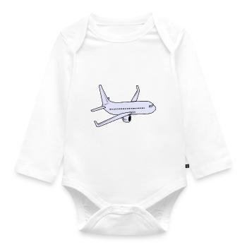airplane aeroplane flugzeug heissluftballon air ba - Baby Bio-Langarm-Body - Weiß - Vorne