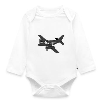airplane aeroplane flugzeig heissluftballon air ba - Baby Bio-Langarm-Body - Weiß - Vorne