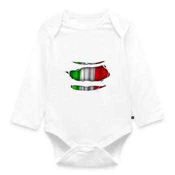 Italy flag torn 017 - Organic Longsleeve Baby Bodysuit - white - Front