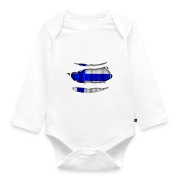 Finland flag torn 017 - Organic Longsleeve Baby Bodysuit - white - Front