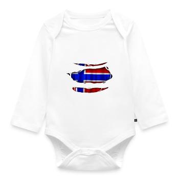 Norway flag torn 017 - Organic Longsleeve Baby Bodysuit - white - Front