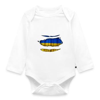 Ukraine Flag Torn 017 - Organic Longsleeve Baby Bodysuit - white - Front