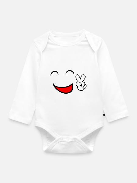 comic - Baby Bio-Langarm-Body - Weiß