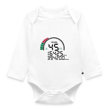 years 45 years anniversary meter - Organic Longsleeve Baby Bodysuit - white - Front