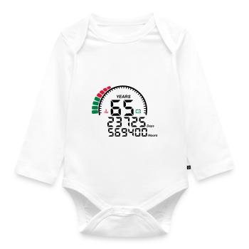 compteur anniversaire years ans 65 - Body Bébé bio manches longues - blanc - Devant