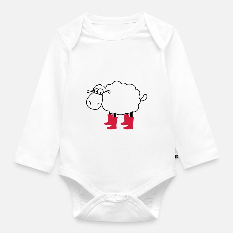 sheep - Organic Longsleeve Baby Bodysuit - white